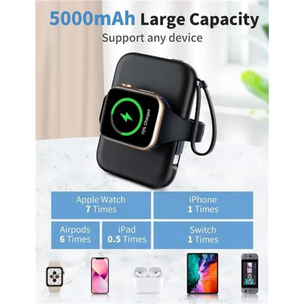 Portable Apple Watch Charger,5000mAh iWatch Wireless Charger Power Bank